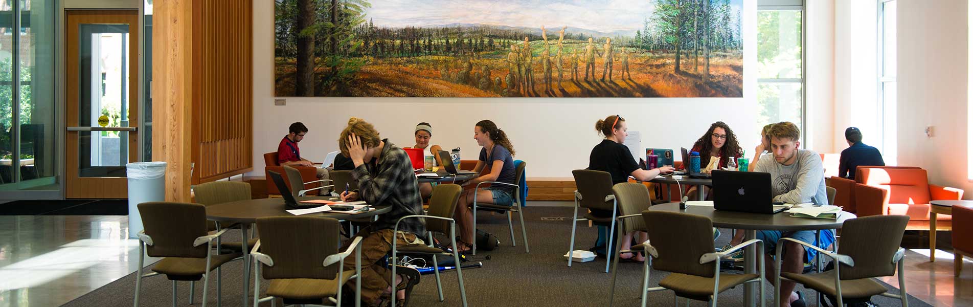 students in a lounge area