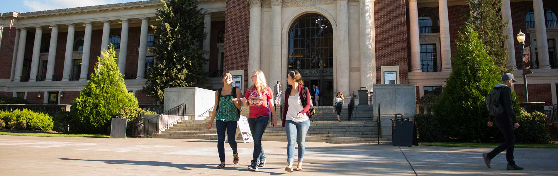 students walking on campus