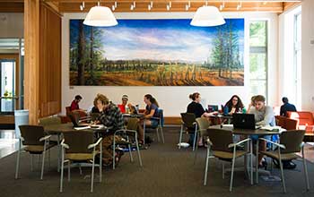 students in a lounge area